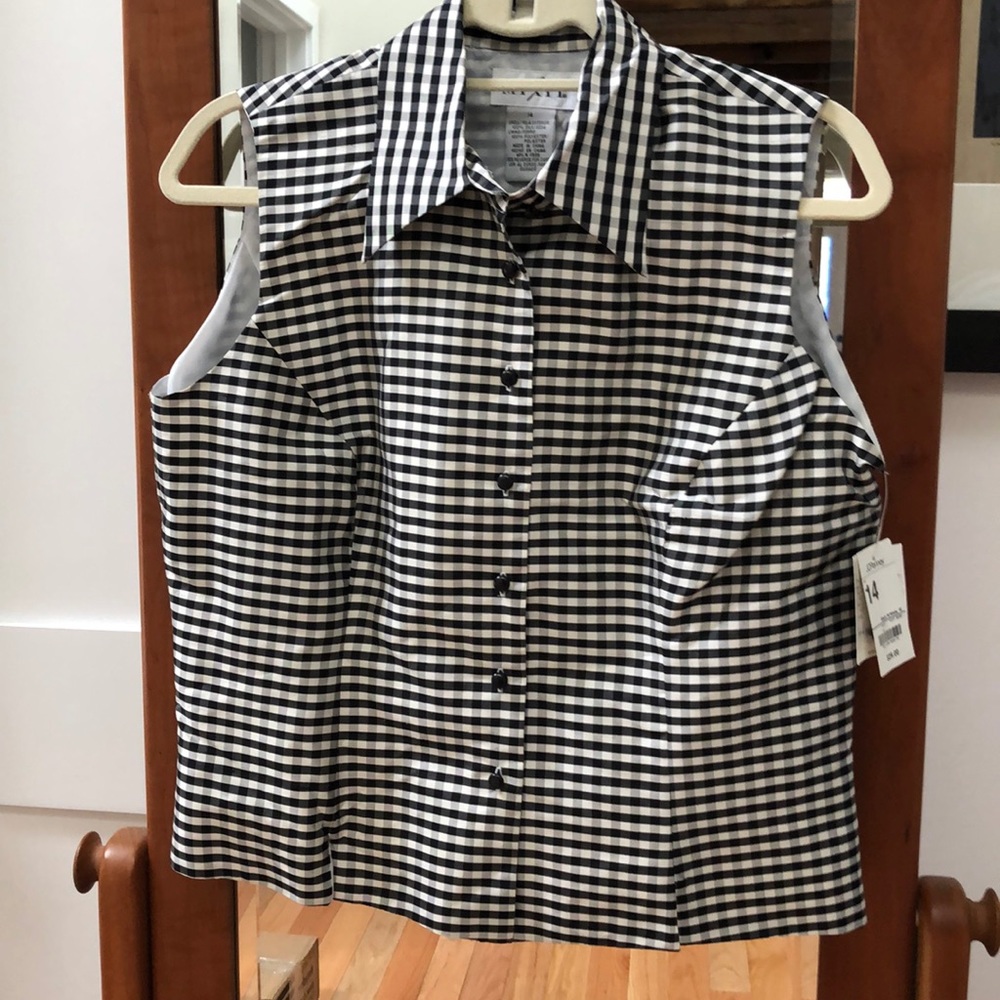 Black and White Silk Blouse